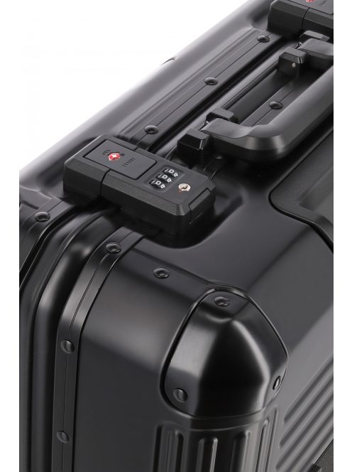 Travelite Next fekete alumínium 2 kerekű üzleti kabinbőrönd