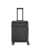 Travelite Next fekete alumínium 4 kerekű első zsebes kabinbőrönd
