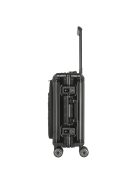 Travelite Next fekete alumínium 4 kerekű első zsebes kabinbőrönd