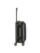 Travelite Next fekete alumínium 4 kerekű első zsebes kabinbőrönd