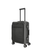 Travelite Next fekete alumínium 4 kerekű első zsebes kabinbőrönd