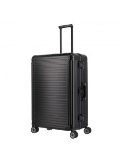   Travelite Next fekete alumínium 4 kerekű csatos nagy bőrönd