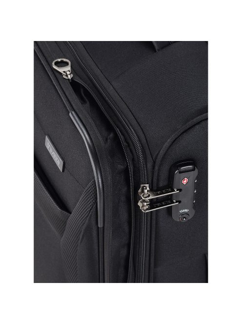 Travelite Chios fekete 4 kerekű bővíthető nagy bőrönd