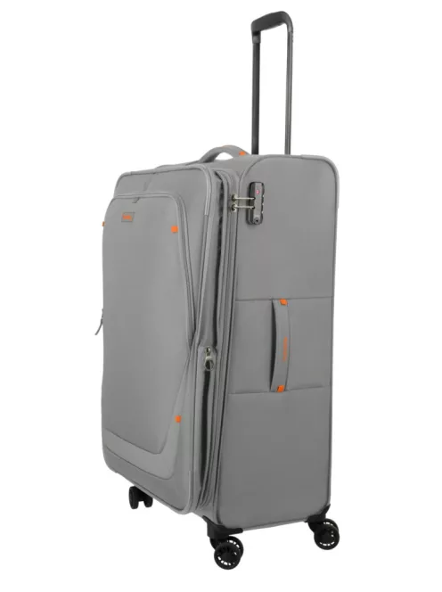 Travelite Umbria L Smoky grey bővíthető nagy méretű bőrönd