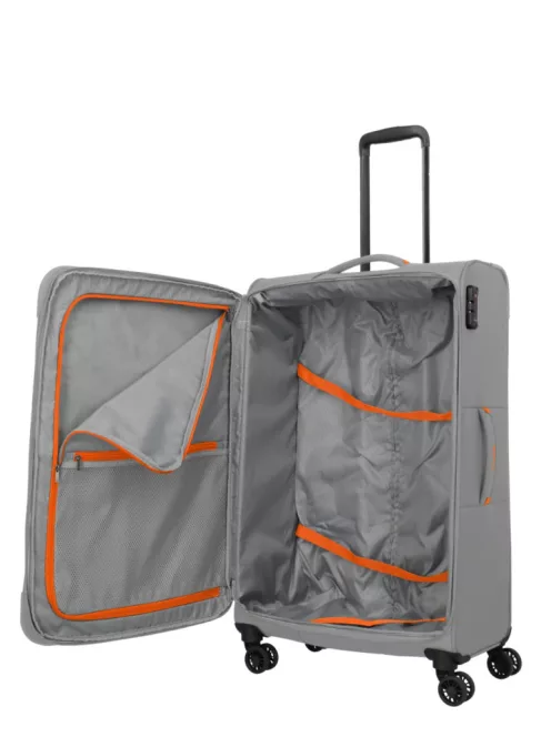 Travelite Umbria L Smoky grey bővíthető nagy méretű bőrönd