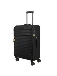   Travelite Barbara Stepp fekete 4 kerekű bővíthető női közepes bőrönd