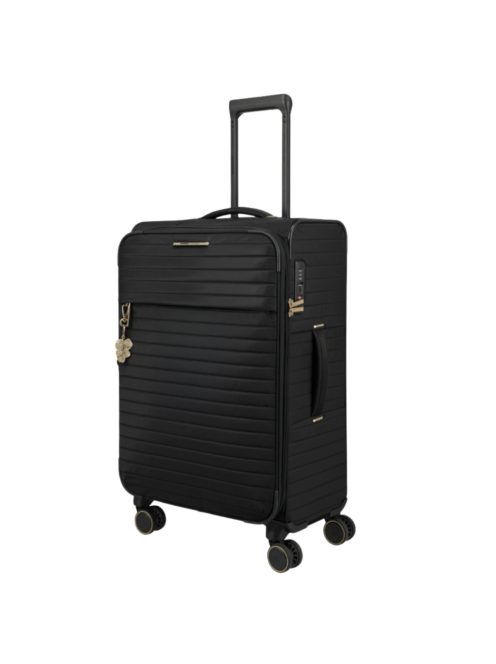 Travelite Barbara Stepp fekete 4 kerekű bővíthető női közepes bőrönd
