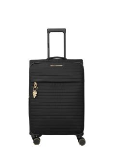   Travelite Barbara Stepp fekete 4 kerekű bővíthető női közepes bőrönd