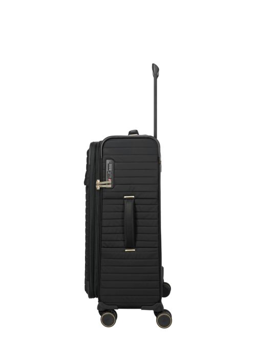 Travelite Barbara Stepp fekete 4 kerekű bővíthető női közepes bőrönd