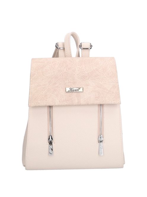 Karen Audre bézs virágos rostbőr kicsi női hátizsák