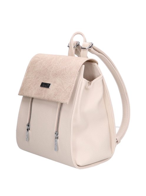 Karen Audre bézs virágos rostbőr kicsi női hátizsák