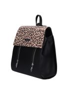 Karen Audre fekete-drapp rostbőr kicsi női hátizsák