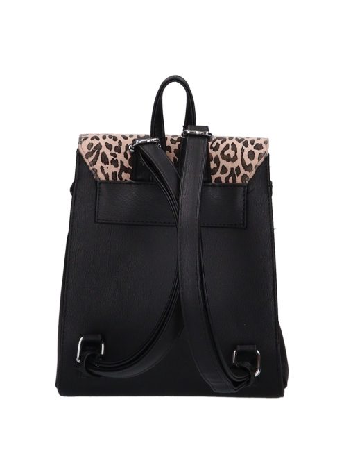 Karen Audre fekete-drapp rostbőr kicsi női hátizsák