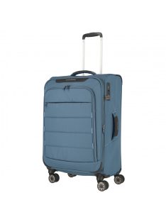   Travelite Skaii kék 4 kerekű bővíthető közepes bőrönd