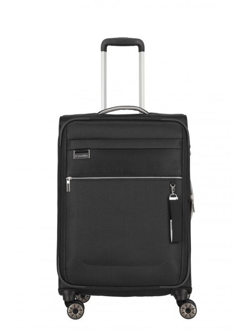 Travelite Miigo fekete 4 kerekű bővíthető közepes bőrönd