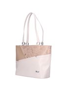 Karen Emilia bézs-drapp virágos rostbőr női válltáska