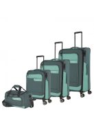 Travelite Viia zöld 4 kerekű 3 részes bőrönd szett + utazótáska