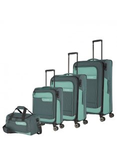   Travelite Viia zöld 4 kerekű 3 részes bőrönd szett + utazótáska