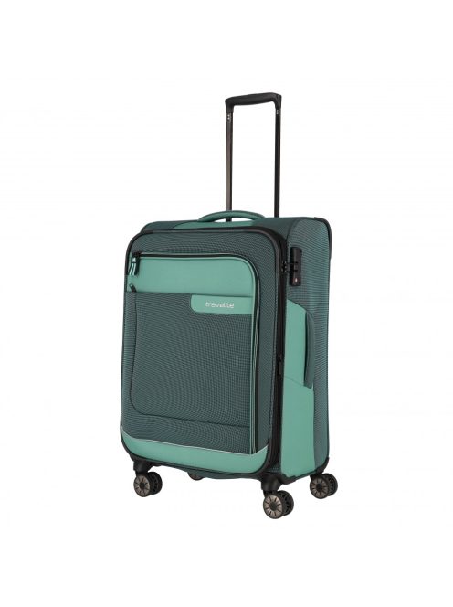 Travelite Viia zöld 4 kerekű 3 részes bőrönd szett + utazótáska