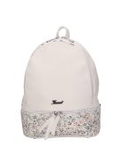 Karen Milton fehér virágos rostbőr női hátizsák