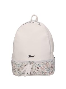 Karen Milton fehér virágos rostbőr női hátizsák