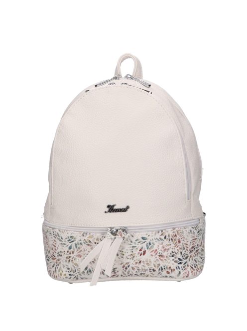 Karen Milton fehér virágos rostbőr női hátizsák