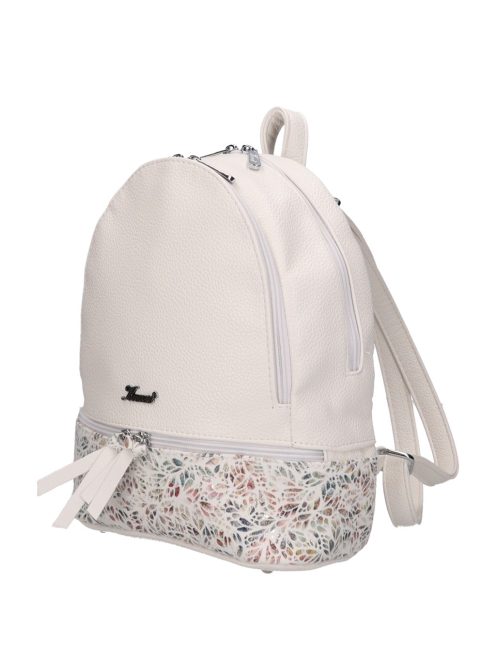Karen Milton fehér virágos rostbőr női hátizsák