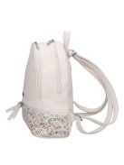 Karen Milton fehér virágos rostbőr női hátizsák