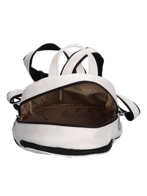 Karen Milton fehér virágos rostbőr női hátizsák