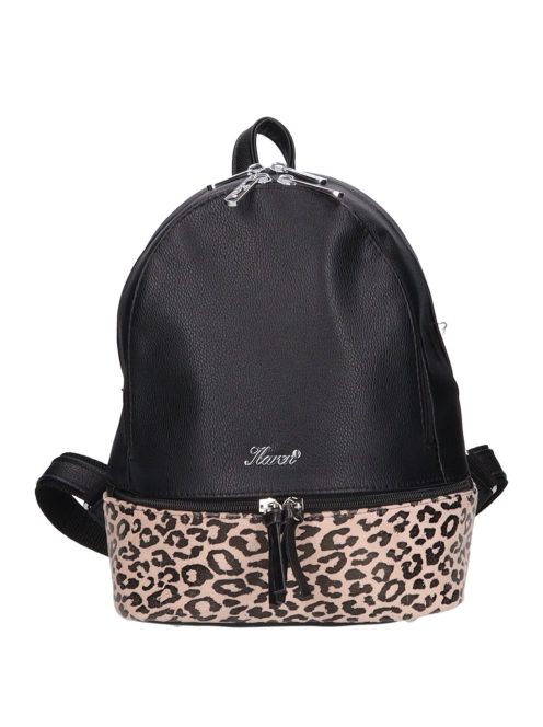 Karen Milton fekete-drapp rostbőr női hátizsák