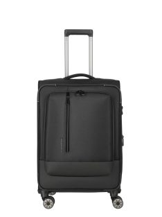   Travelite Crosslite fekete 4 kerekű bővíthető közepes bőrönd