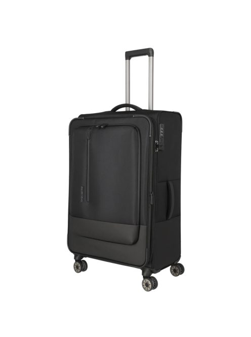 Travelite Crosslite fekete 4 kerekű bővíthető nagy bőrönd