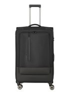 Travelite Crosslite fekete 4 kerekű bővíthető nagy bőrönd