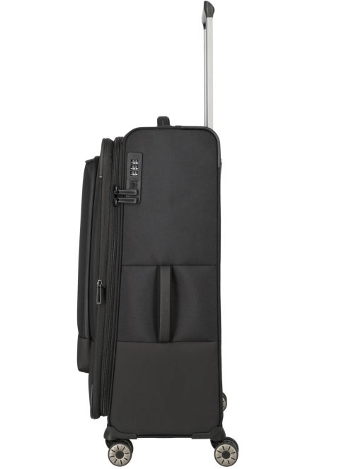 Travelite Crosslite fekete 4 kerekű bővíthető nagy bőrönd