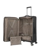 Travelite Crosslite fekete 4 kerekű bővíthető nagy bőrönd