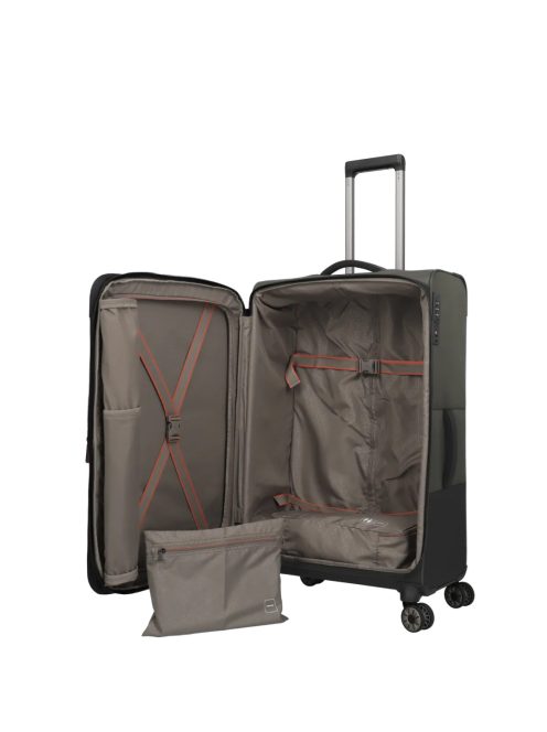 Travelite Crosslite zöld 4 kerekű bővíthető nagy bőrönd