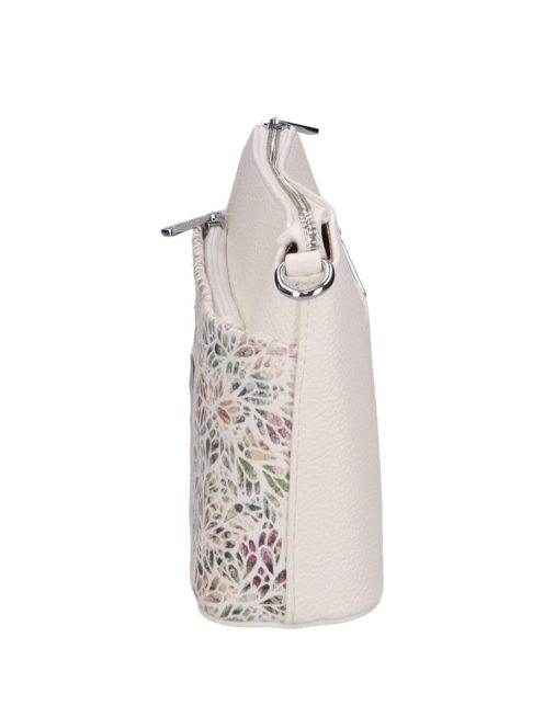Karen Andrea fehér virágos rostbőr kicsi női oldaltáska