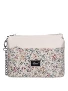 Karen Andrea fehér virágos rostbőr kicsi női oldaltáska