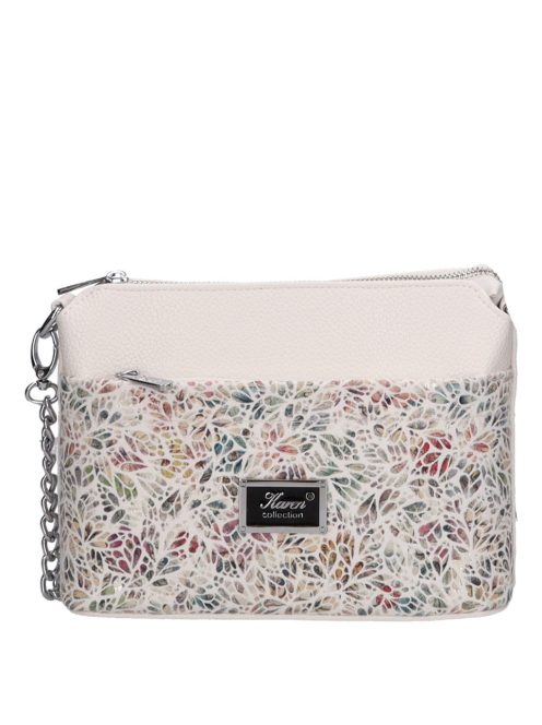 Karen Andrea fehér virágos rostbőr kicsi női oldaltáska