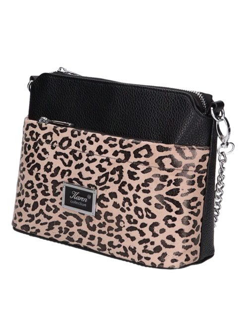 Karen Andrea fekete-drapp rostbőr kicsi női oldaltáska