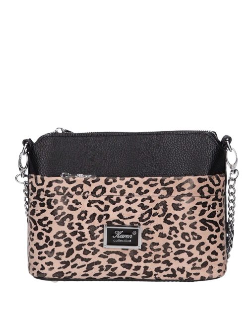 Karen Andrea fekete-drapp rostbőr kicsi női oldaltáska