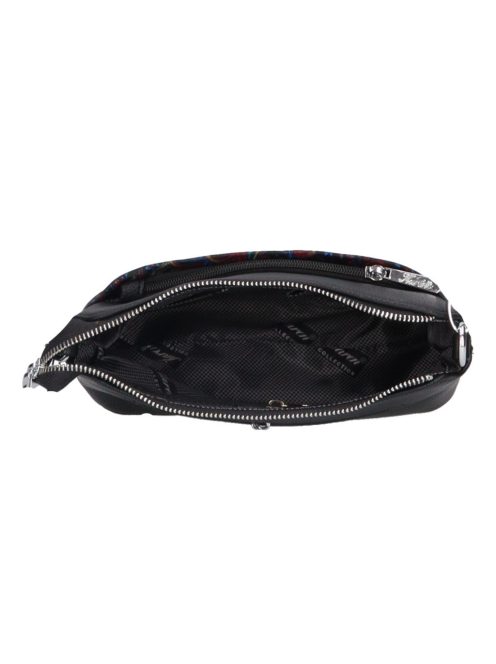 Karen Andrea fekete-drapp rostbőr kicsi női oldaltáska