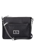 Karen Andrea fekete virágos rostbőr kicsi női oldaltáska