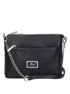 Karen Andrea fekete virágos rostbőr kicsi női oldaltáska
