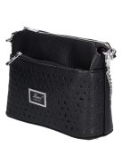 Karen Andrea fekete virágos rostbőr kicsi női oldaltáska