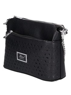 Karen Andrea fekete virágos rostbőr kicsi női oldaltáska