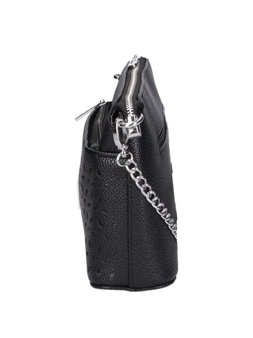 Karen Andrea fekete virágos rostbőr kicsi női oldaltáska