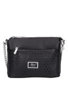 Karen Andrea fekete virágos rostbőr kicsi női oldaltáska