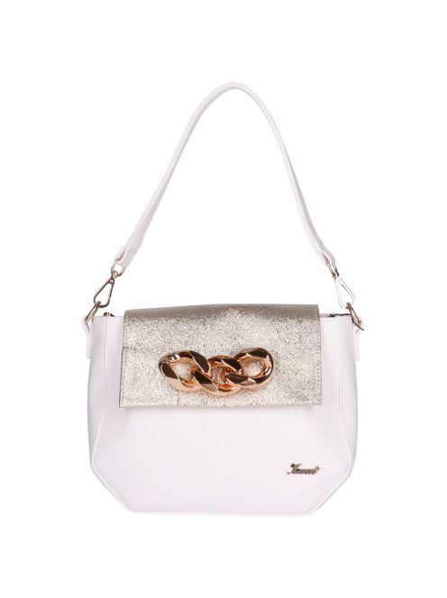 Karen Gema fehér-arany rostbőr női oldaltáska