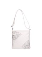 Karen Axel fehér virágos rostbőr női oldaltáska